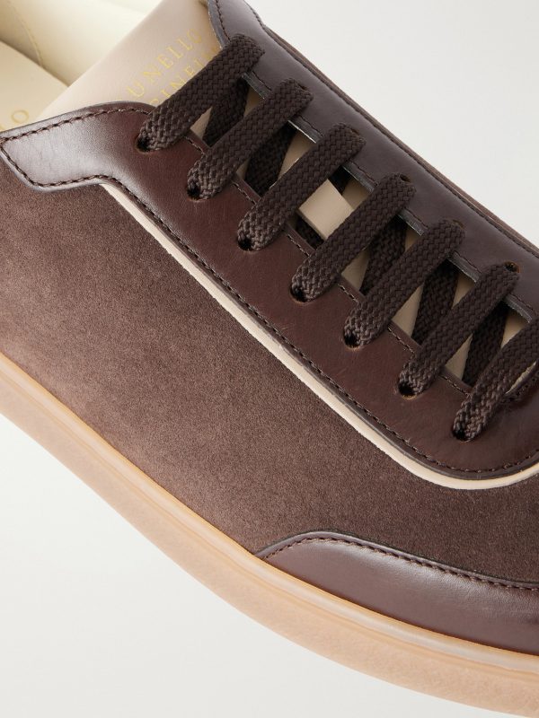 Coda Di Rondine Leather-Trimmed Waxed-Suede Sneakers - CU