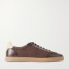 Coda Di Rondine Leather-Trimmed Waxed-Suede Sneakers
