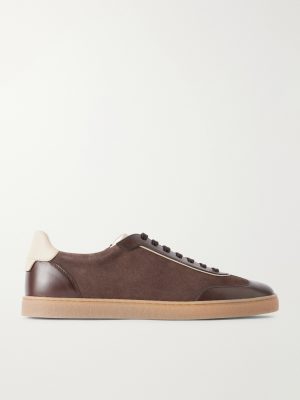 Coda Di Rondine Leather-Trimmed Waxed-Suede Sneakers