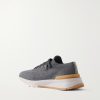 Leather-Trimmed Stretch-Knit Sneakers - BK Leather-Trimmed Stretch-Knit Sneakers - BK