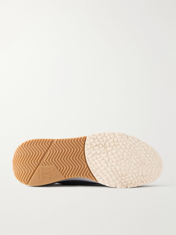 Leather-Trimmed Stretch-Knit Sneakers - E1 Leather-Trimmed Stretch-Knit Sneakers - E1