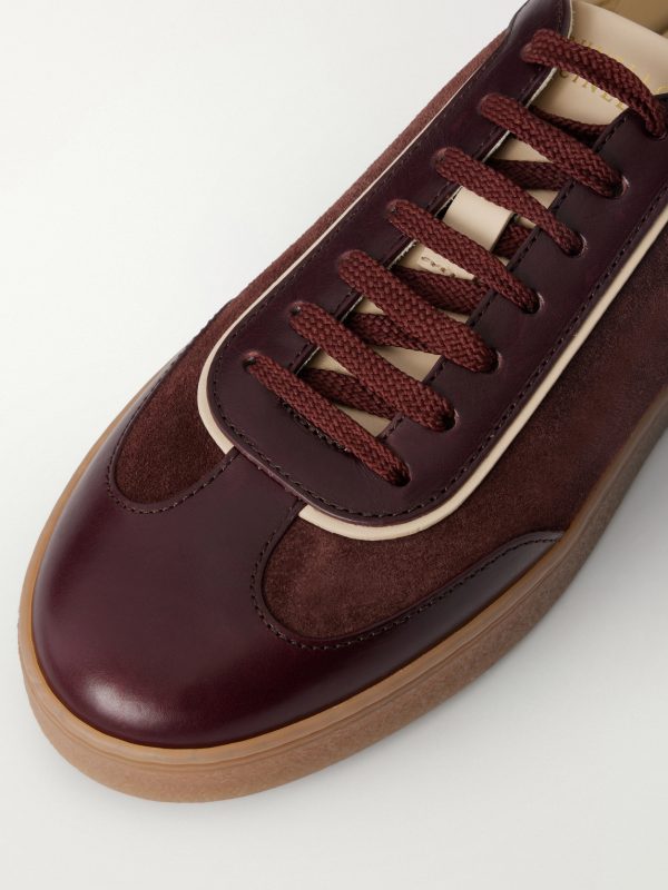 Coda di Rondine Leather-Trimmed Waxed-Suede Sneakers - CU Coda di Rondine Leather-Trimmed Waxed-Suede Sneakers - CU