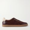 Coda di Rondine Leather-Trimmed Waxed-Suede Sneakers Coda di Rondine Leather-Trimmed Waxed-Suede Sneakers