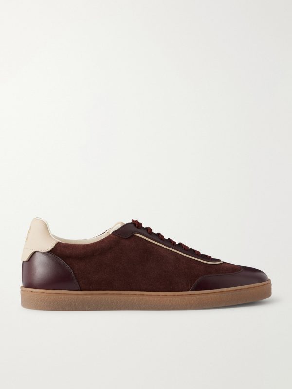 Coda di Rondine Leather-Trimmed Waxed-Suede Sneakers Coda di Rondine Leather-Trimmed Waxed-Suede Sneakers