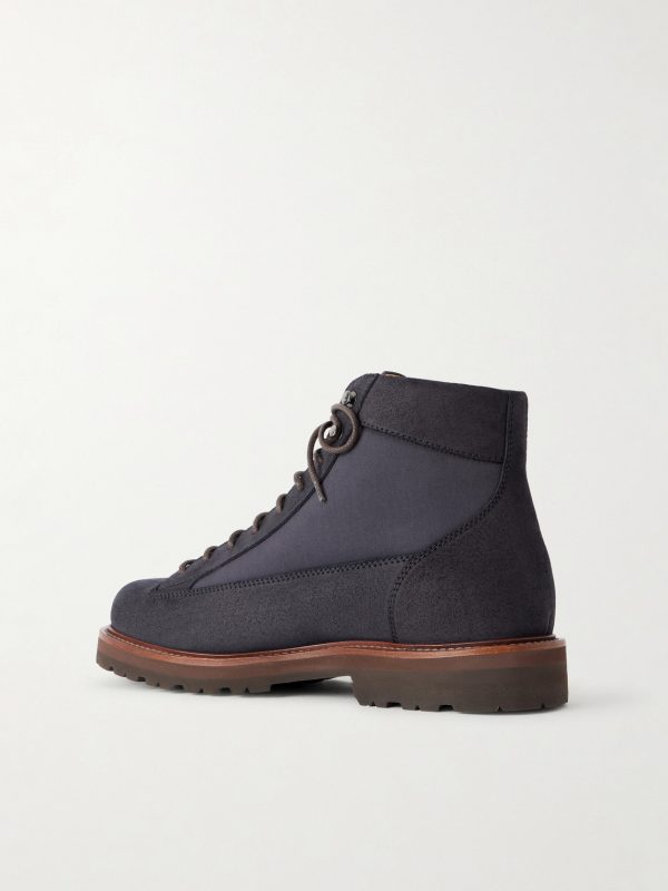 Nylon-Trimmed Suede Hiking Boots - BK Nylon-Trimmed Suede Hiking Boots - BK