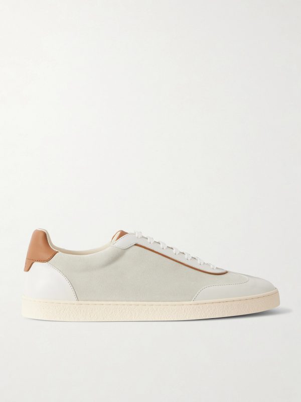 Coda di Rondine Leather-Trimmed Waxed-Suede Sneakers
