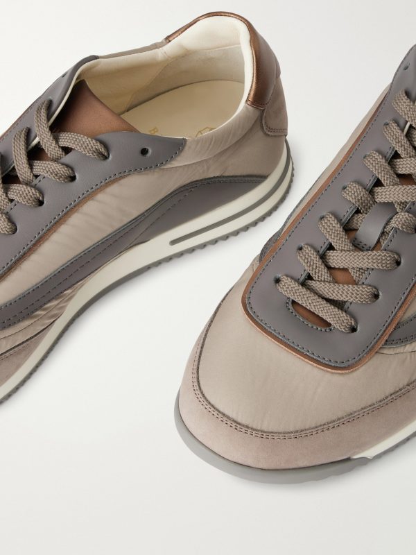 Suede and Leather-Trimmed Shell Sneakers - CU Suede and Leather-Trimmed Shell Sneakers - CU