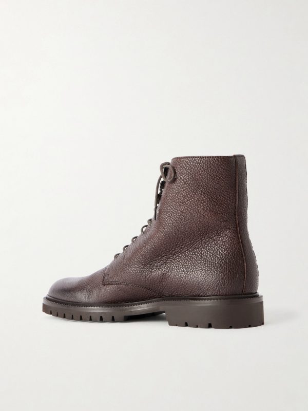 Shearling-Lined Full-Grain Leather Lace-Up Boots - BK Shearling-Lined Full-Grain Leather Lace-Up Boots - BK