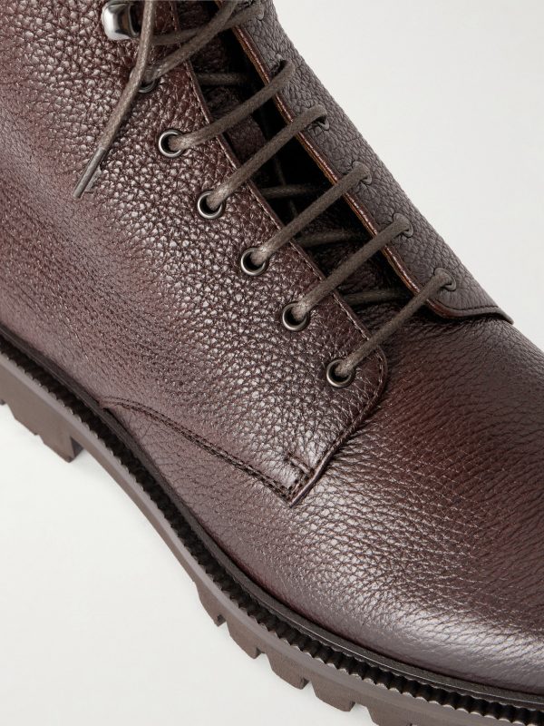 Shearling-Lined Full-Grain Leather Lace-Up Boots - CU Shearling-Lined Full-Grain Leather Lace-Up Boots - CU