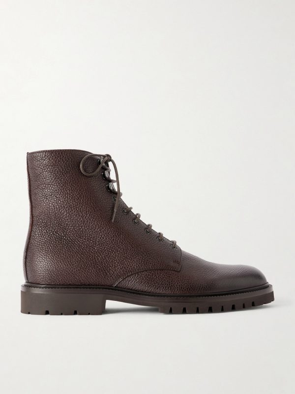 Shearling-Lined Full-Grain Leather Lace-Up Boots Shearling-Lined Full-Grain Leather Lace-Up Boots