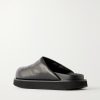 Padded Leather Platform Mules - BK Padded Leather Platform Mules - BK