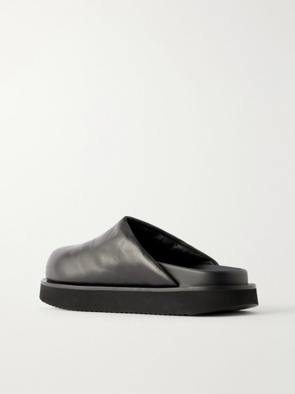 Padded Leather Platform Mules - BK Padded Leather Platform Mules - BK