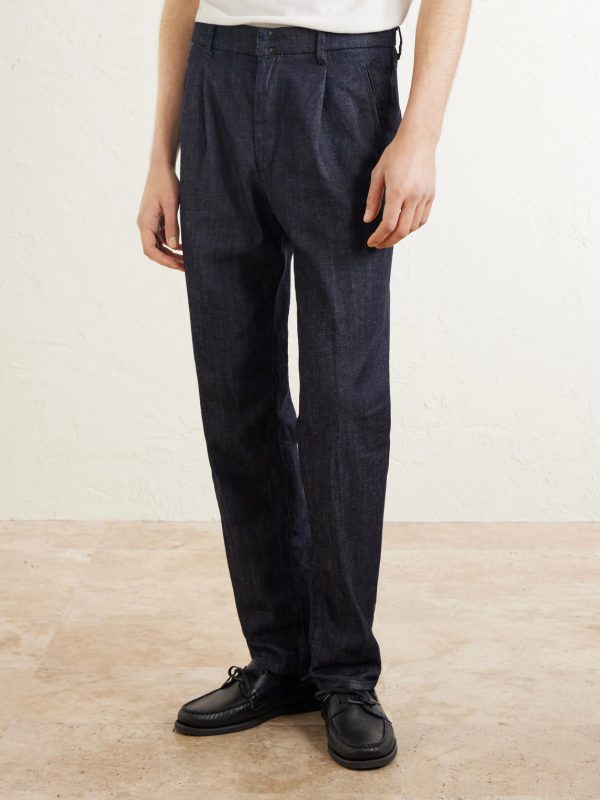 Straight-Leg Pleated Jeans - FR Straight-Leg Pleated Jeans - FR