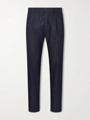 Straight-Leg Pleated Jeans