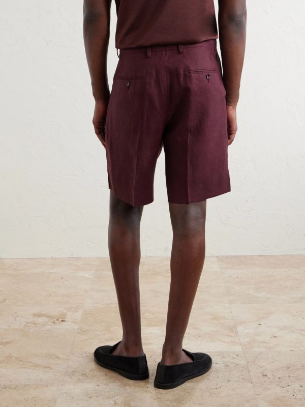 Maiolica Corallo Straight-Leg Pleated Linen Shorts - BK Maiolica Corallo Straight-Leg Pleated Linen Shorts - BK