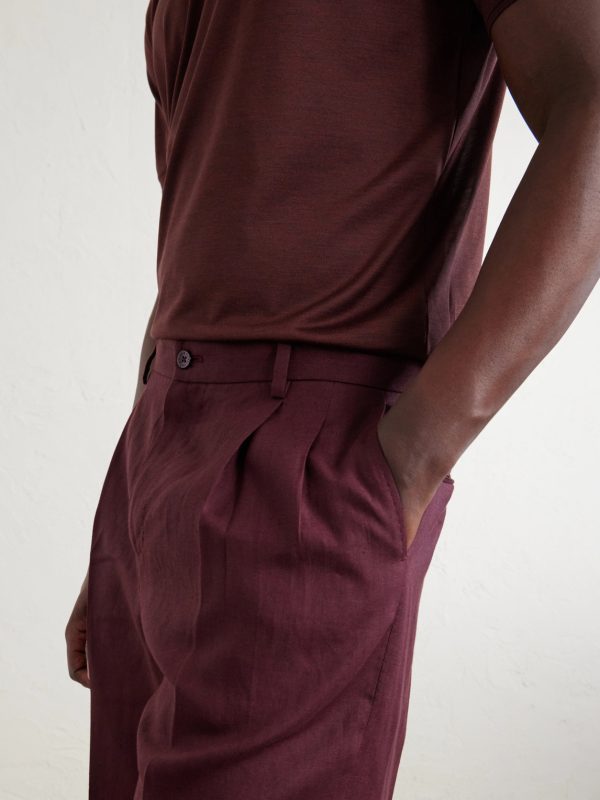 Maiolica Corallo Straight-Leg Pleated Linen Shorts - CU Maiolica Corallo Straight-Leg Pleated Linen Shorts - CU