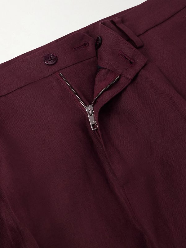 Maiolica Corallo Straight-Leg Pleated Linen Shorts - E1 Maiolica Corallo Straight-Leg Pleated Linen Shorts - E1