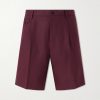 Maiolica Corallo Straight-Leg Pleated Linen Shorts Maiolica Corallo Straight-Leg Pleated Linen Shorts