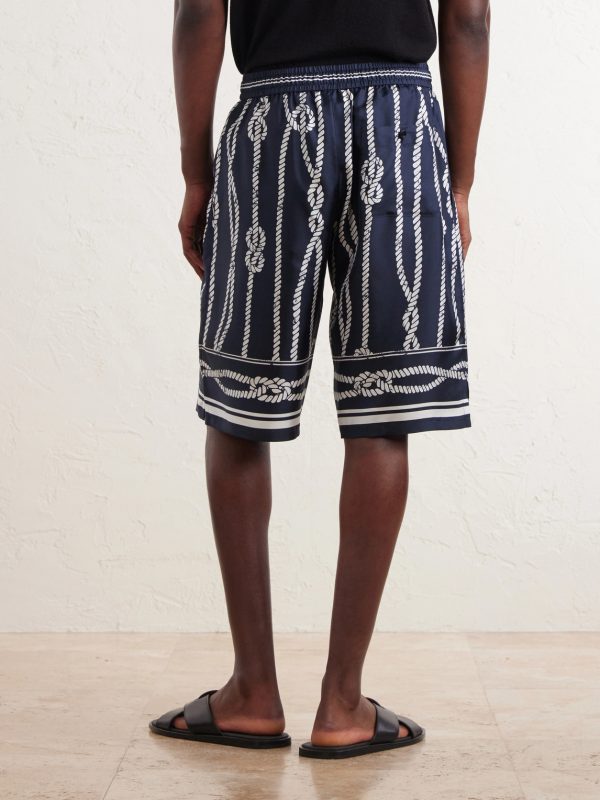 Marina Straight-Leg Printed Silk-Twill Drawstring Shorts - BK Marina Straight-Leg Printed Silk-Twill Drawstring Shorts - BK