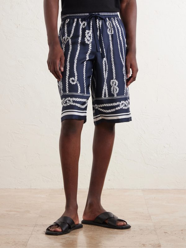 Marina Straight-Leg Printed Silk-Twill Drawstring Shorts - FR Marina Straight-Leg Printed Silk-Twill Drawstring Shorts - FR