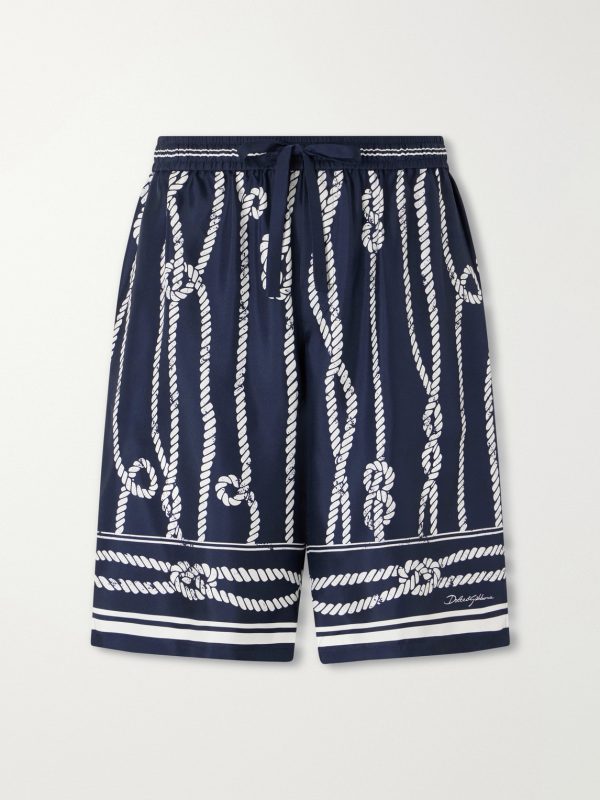 Marina Straight-Leg Printed Silk-Twill Drawstring Shorts Marina Straight-Leg Printed Silk-Twill Drawstring Shorts
