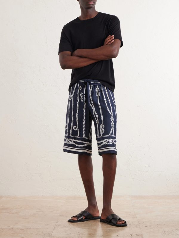 Marina Straight-Leg Printed Silk-Twill Drawstring Shorts - OU Marina Straight-Leg Printed Silk-Twill Drawstring Shorts - OU