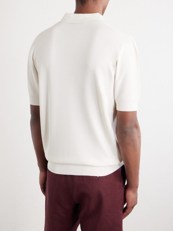 Logo-Embroidered Knitted Silk Polo Shirt - BK Logo-Embroidered Knitted Silk Polo Shirt - BK