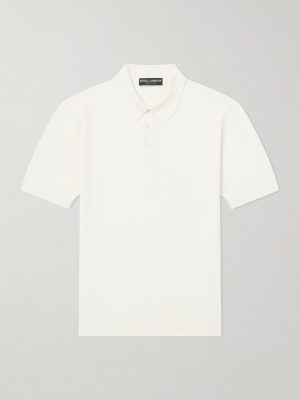 Logo-Embroidered Knitted Silk Polo Shirt