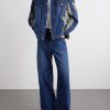 Distressed Shell-Trimmed Denim Jacket - OU