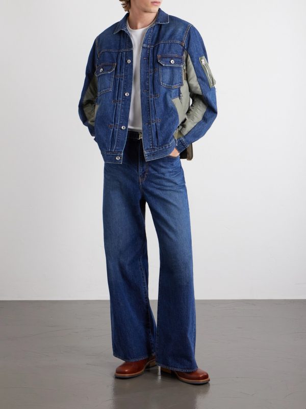 Distressed Shell-Trimmed Denim Jacket - OU