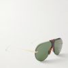 Aviator-style gold-tone and tortoiseshell acetate sunglasses - FR