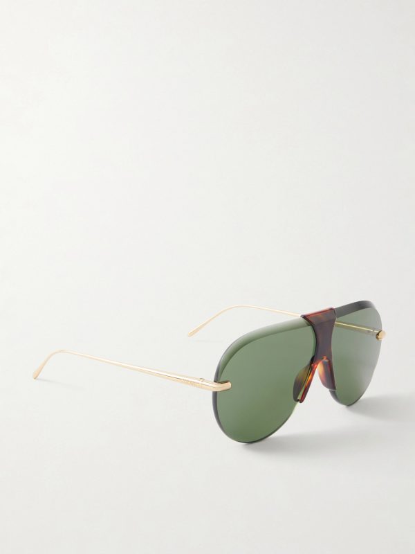Aviator-style gold-tone and tortoiseshell acetate sunglasses - FR
