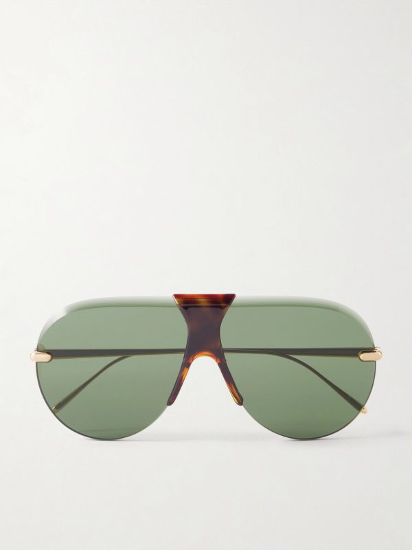 Aviator-style gold-tone and tortoiseshell acetate sunglasses