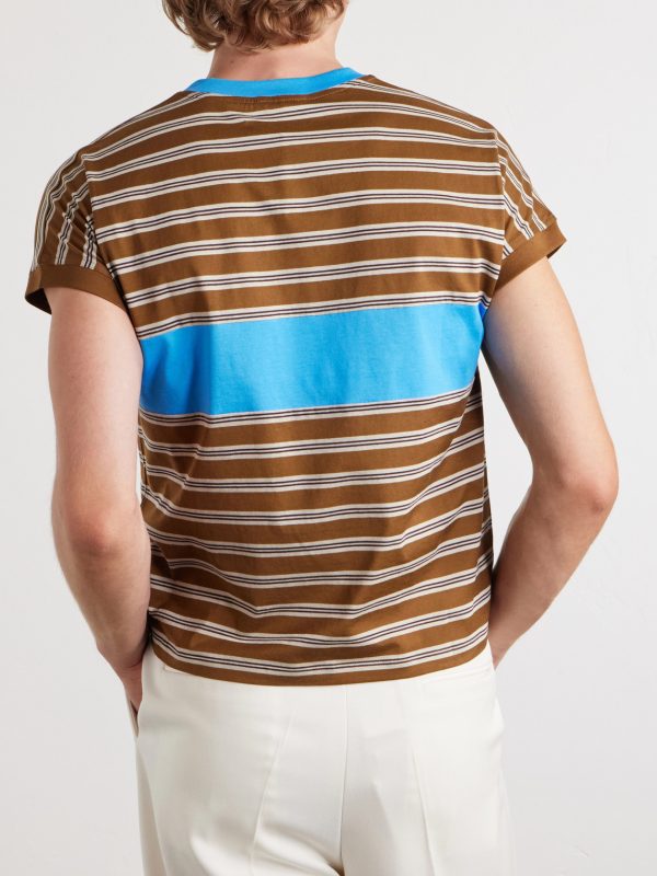 Logo-Embroidered Striped Cotton-Jersey T-Shirt - BK Logo-Embroidered Striped Cotton-Jersey T-Shirt - BK