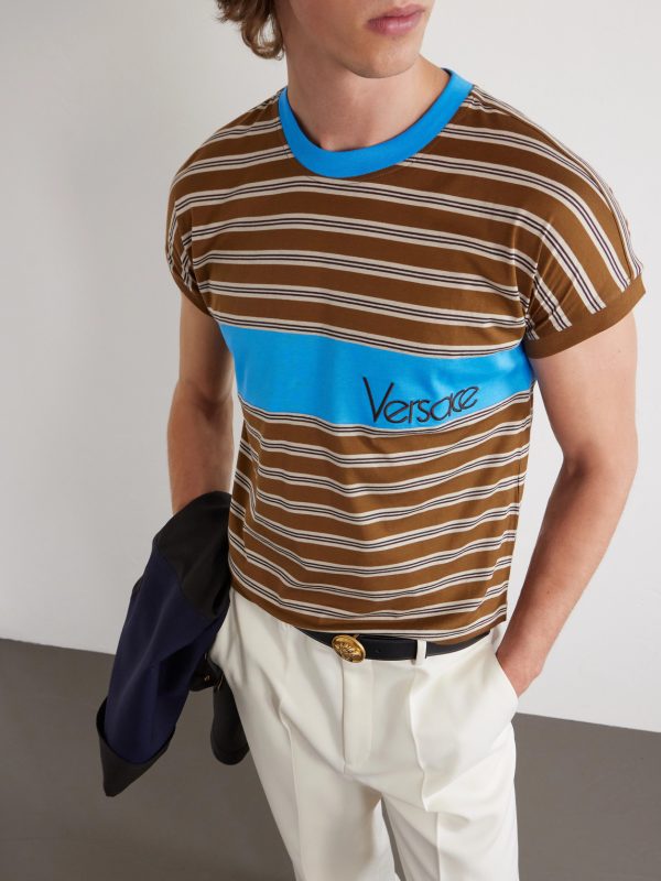 Logo-Embroidered Striped Cotton-Jersey T-Shirt - CU Logo-Embroidered Striped Cotton-Jersey T-Shirt - CU