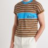 Logo-Embroidered Striped Cotton-Jersey T-Shirt - FR Logo-Embroidered Striped Cotton-Jersey T-Shirt - FR