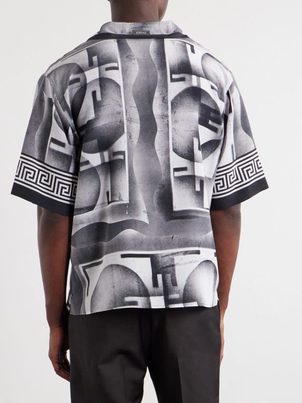 Camp-Collar Printed Silk-Crepe De Chine Shirt - BK Camp-Collar Printed Silk-Crepe De Chine Shirt - BK