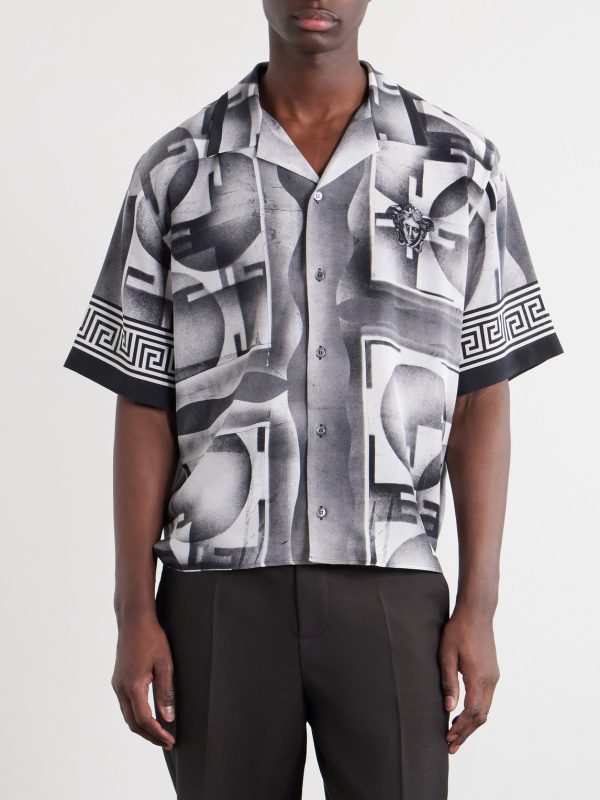 Camp-Collar Printed Silk-Crepe De Chine Shirt - FR Camp-Collar Printed Silk-Crepe De Chine Shirt - FR