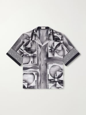 Camp-Collar Printed Silk-Crepe De Chine Shirt Camp-Collar Printed Silk-Crepe De Chine Shirt