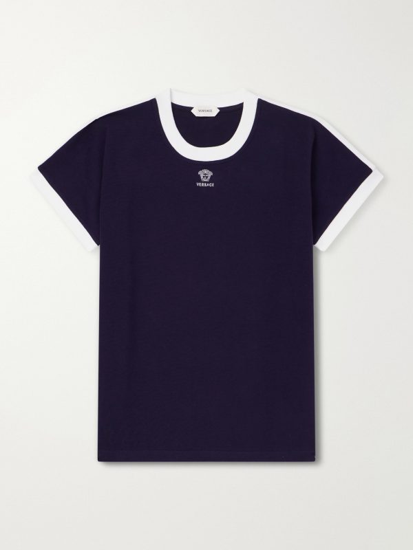 Medusa-Embroidered Cotton-Blend Jersey T-Shirt Medusa-Embroidered Cotton-Blend Jersey T-Shirt
