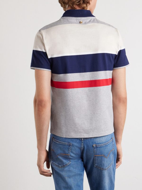 Logo-Embroidered Striped Cotton-Jersey Polo Shirt - BK Logo-Embroidered Striped Cotton-Jersey Polo Shirt - BK