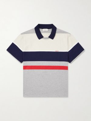 Logo-Embroidered Striped Cotton-Jersey Polo Shirt Logo-Embroidered Striped Cotton-Jersey Polo Shirt