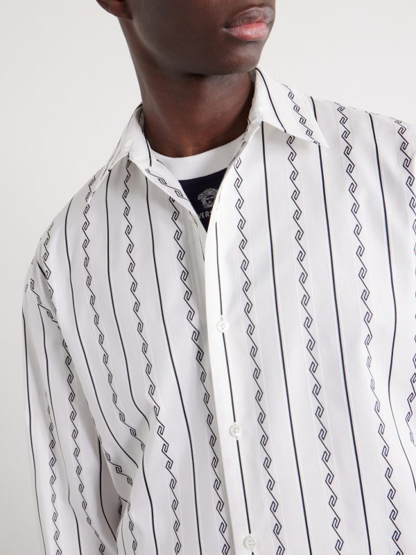 Striped Cotton-Blend Jacquard Shirt - CU Striped Cotton-Blend Jacquard Shirt - CU