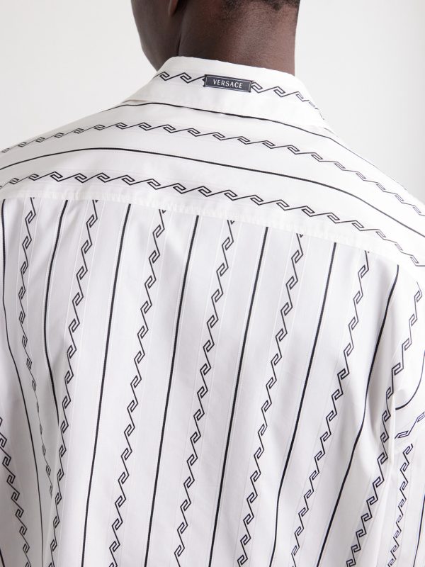 Striped Cotton-Blend Jacquard Shirt - E1 Striped Cotton-Blend Jacquard Shirt - E1