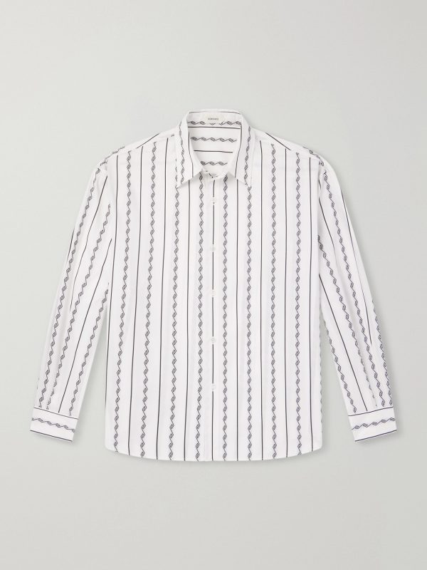 Striped Cotton-Blend Jacquard Shirt Striped Cotton-Blend Jacquard Shirt