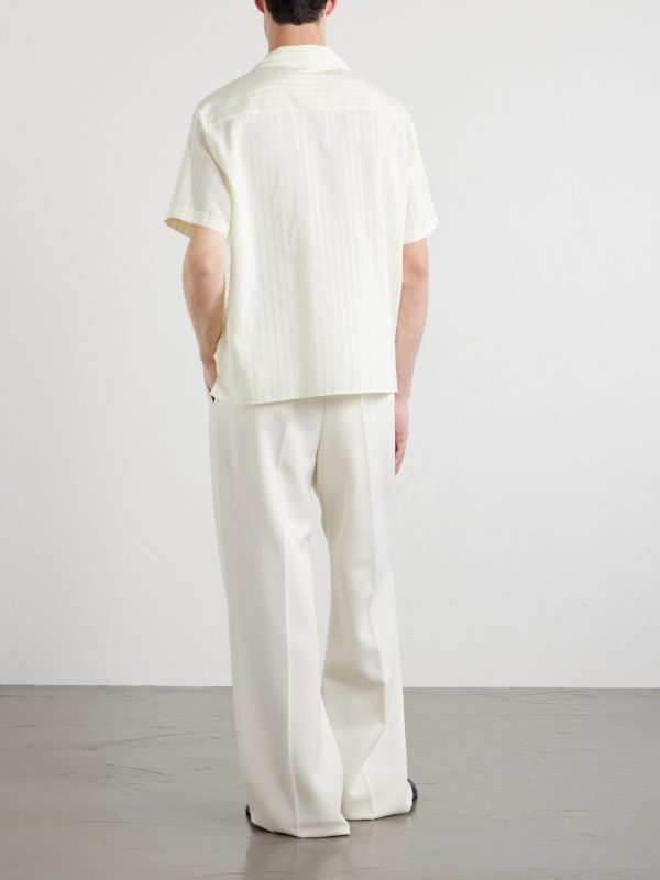 Striped Cotton and Silk-Blend Jacquard Shirt - BK Striped Cotton and Silk-Blend Jacquard Shirt - BK