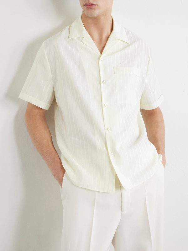 Striped Cotton and Silk-Blend Jacquard Shirt - CU Striped Cotton and Silk-Blend Jacquard Shirt - CU