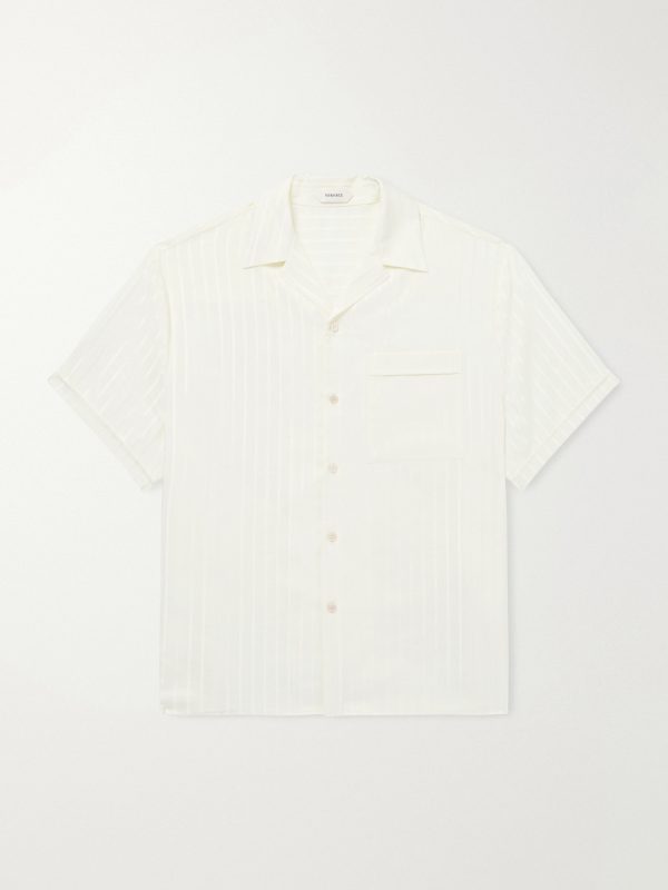 Striped Cotton and Silk-Blend Jacquard Shirt Striped Cotton and Silk-Blend Jacquard Shirt