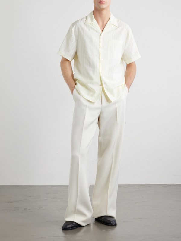 Striped Cotton and Silk-Blend Jacquard Shirt - OU Striped Cotton and Silk-Blend Jacquard Shirt - OU