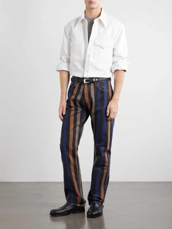 Straight-Leg Striped Jeans - OU Straight-Leg Striped Jeans - OU